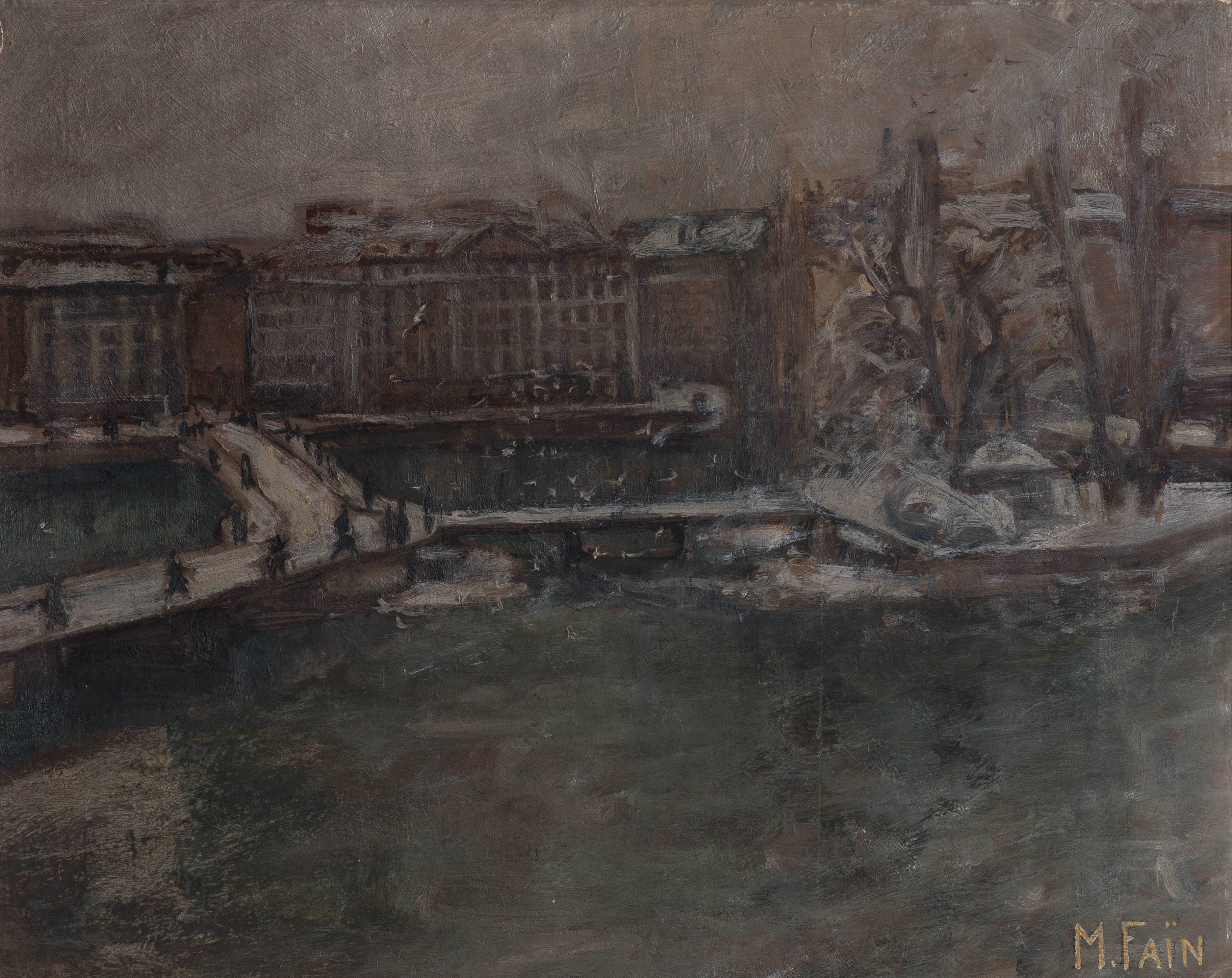 Artwork by M. Faïn, GENÈVE, QUAI DES BERGUES, Made of Oil on canvas