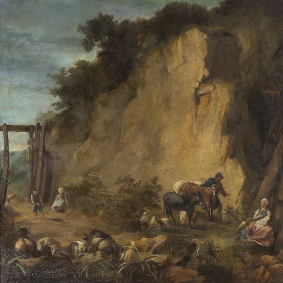Paesaggio con pastori by Italo-Dutch School, 18th Century