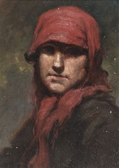 Figura con scialle rosso - Pier Antonio Sencig