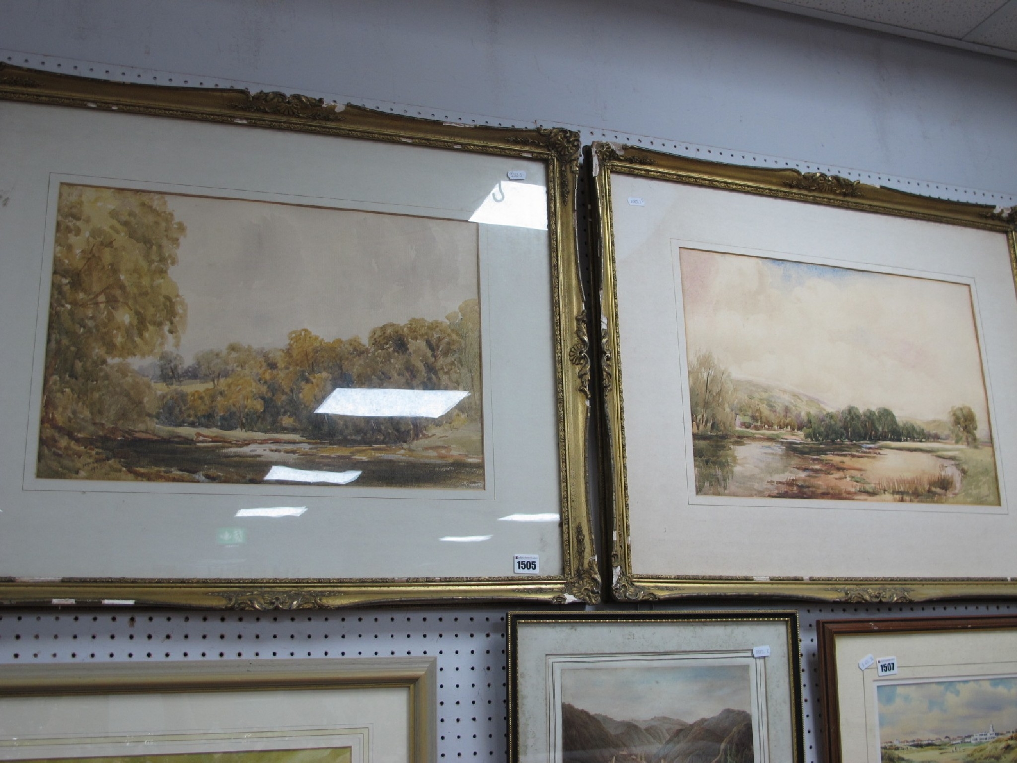 Artwork by H. Tennant, Two Works: Country River Scenes, Made of Watercolours
