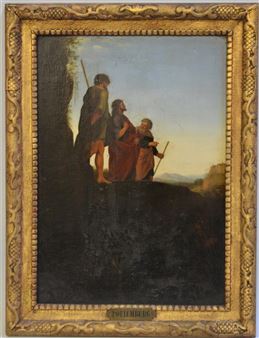 CHRIST ENTOURÉ DE SAINT PAUL ET SAINT PIERRE - Dirck van Poelenburg