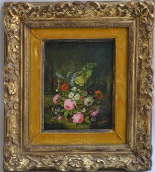 BOUQUET DE FLEURS DANS UN PANIER - E. Allard