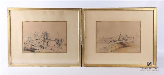 Two Works: Race of Steeple-chase - Battle Franco - Turkish by Victor Adam