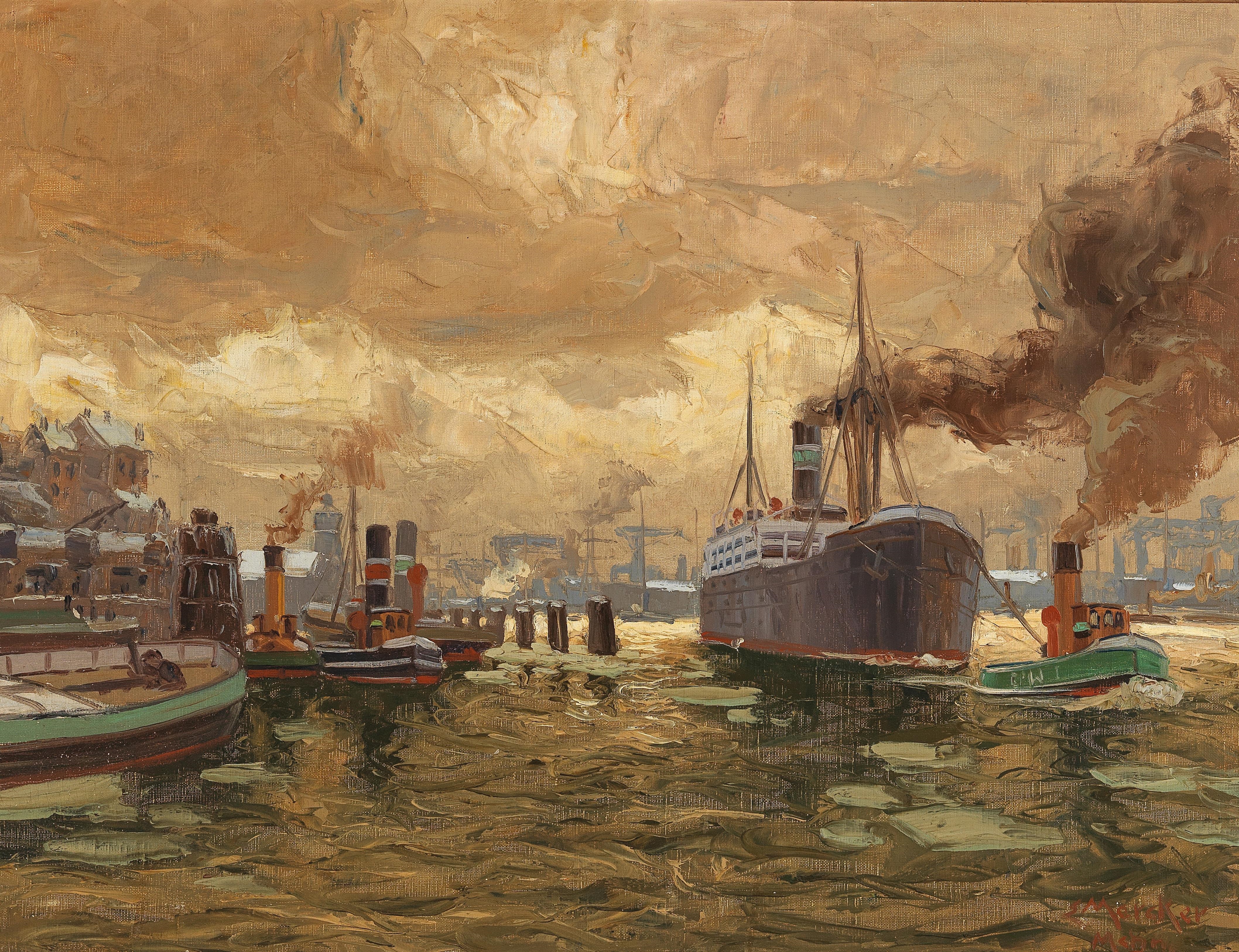 The Hamburg Harbour by Erich Mercker