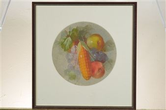 3 Works: Fruits and Still Life with Flowers - Georg Baumann