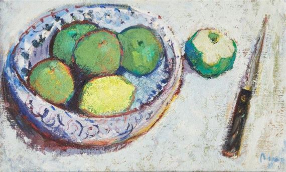 Still life of lemons and apples by Adrian Ryan