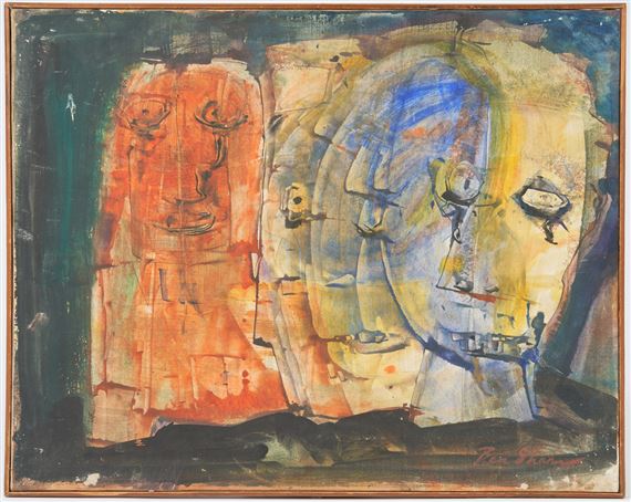Ben Shahn | Multiple faces rendered in bright colors against a