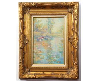 River scene with boats - Valy Opal