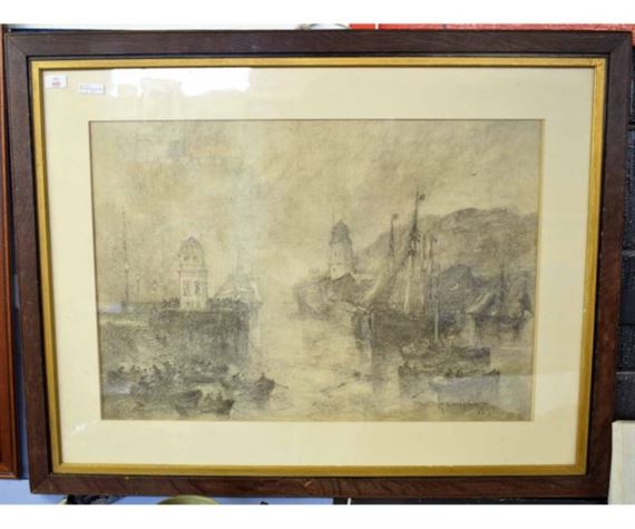 Harbour scene by George Sheffield, 1897