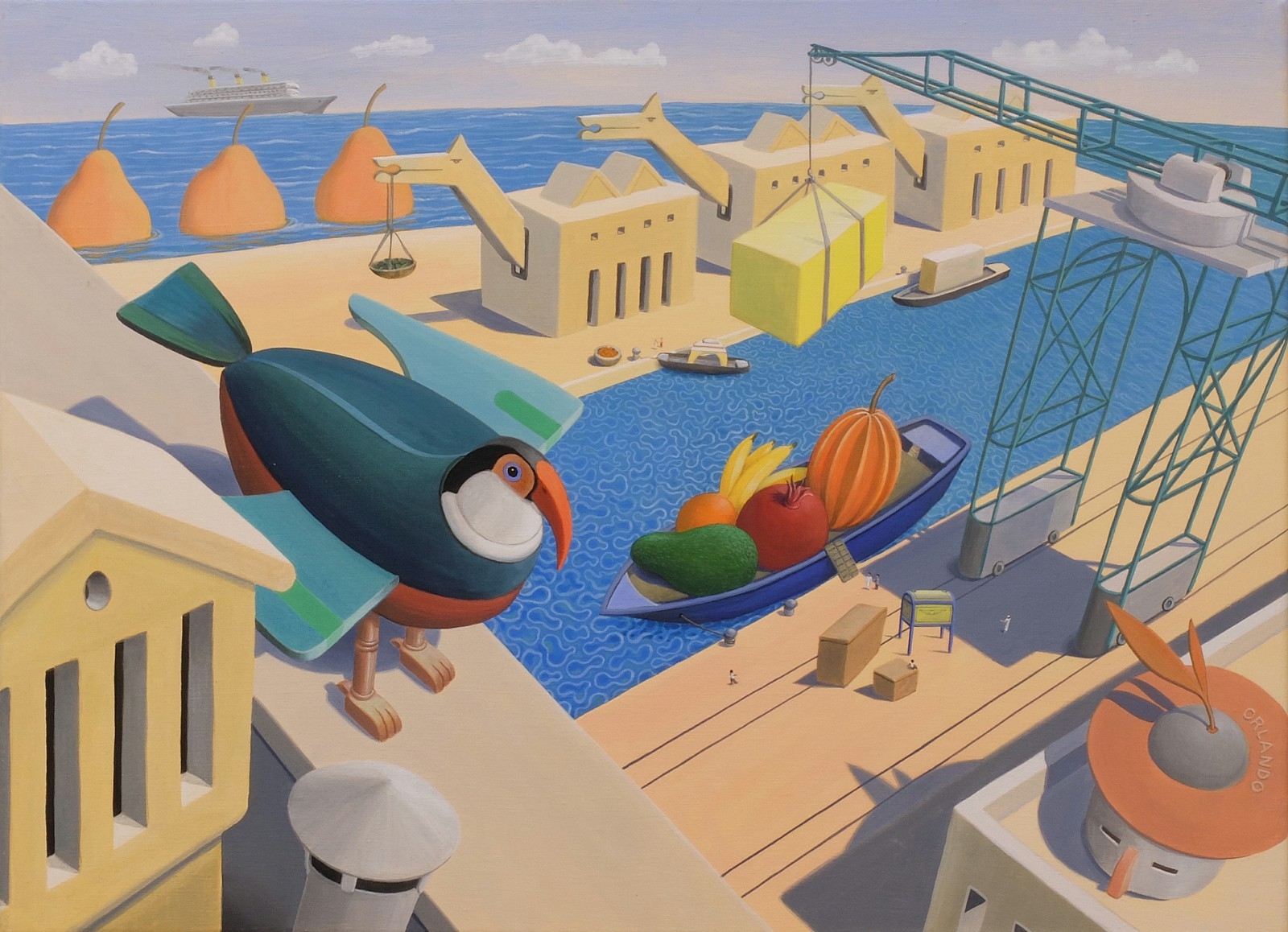 Artwork by Orlando Vazau, Fantasy Harbour, Made of Acrylic on canvas