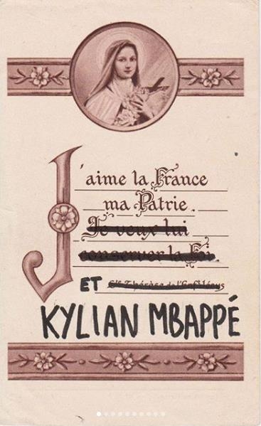 Artwork by Léo Dorfner, Mbappé, Made of Drawing on communion bookmark