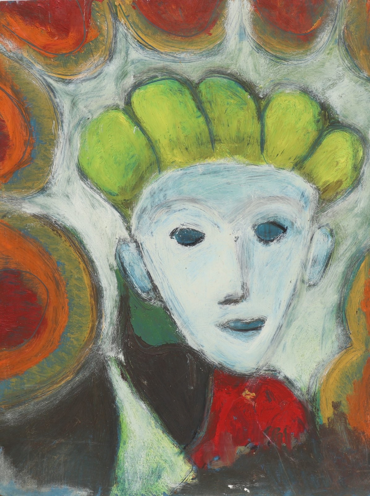 Artwork by Je Bus, FIVE-MECHES FACE, Made of Oil on isorel