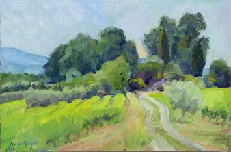 British, landscape with country path and trees - Frances Knight