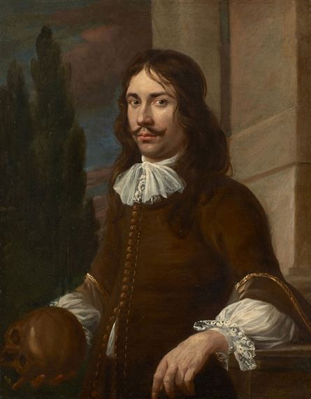 Portrait d'homme tenant un crâne by Jacobus Levecq