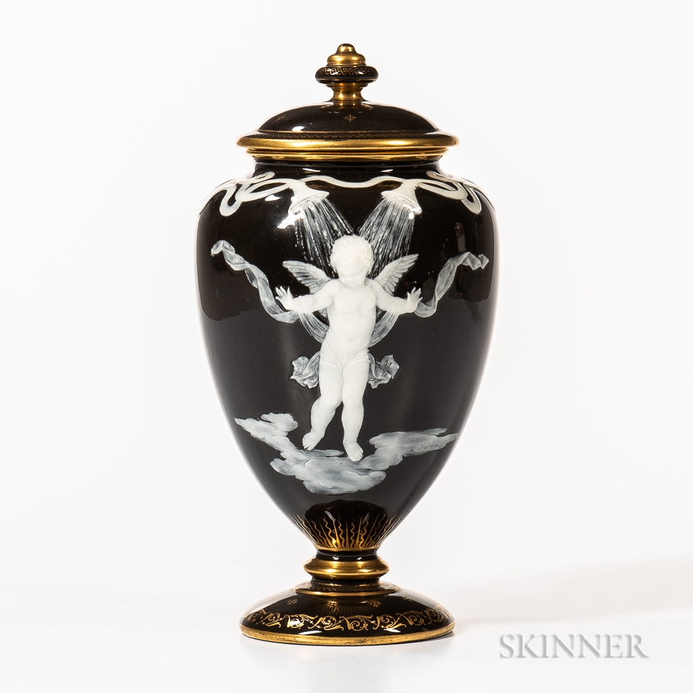 MarcLouisEmanuel Solon Mintons Marc Louis Solon Decorated PatesurPate Vase and Cover