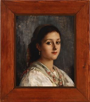 Portrait of a young Parisian woman with a scarf and a gold earring - Christine Sundberg