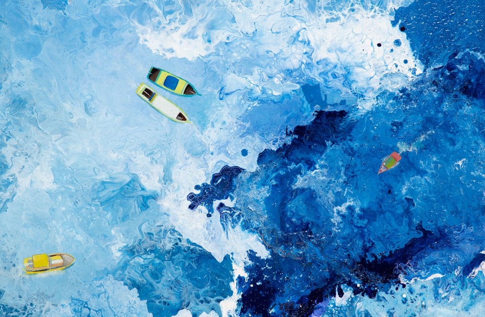 Artwork by Marzena Bis, Boats, Made of acrylic, oil on canvas