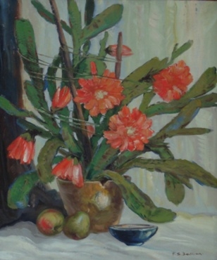 Artwork by František Xaver Sedlář-Bedlina, Vánoční kaktus, Made of oil on canvas