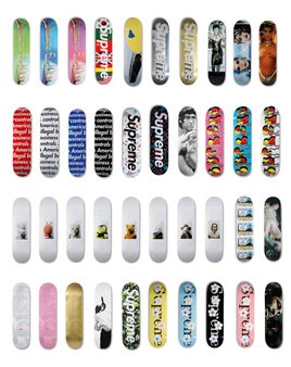 A collection of 152 full-sized Supreme skateboard decks - Supreme