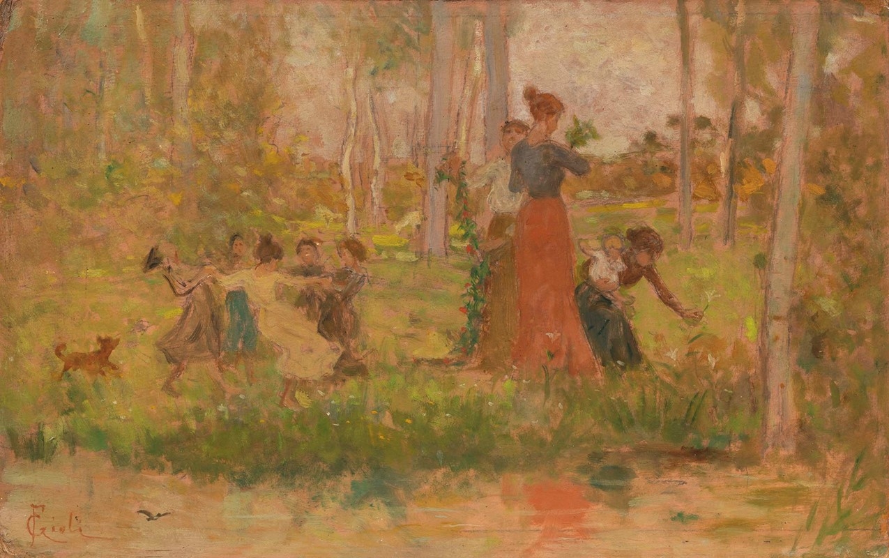 Artwork by Francesco Gioli, Il girotondo, Made of Oil on cardboard