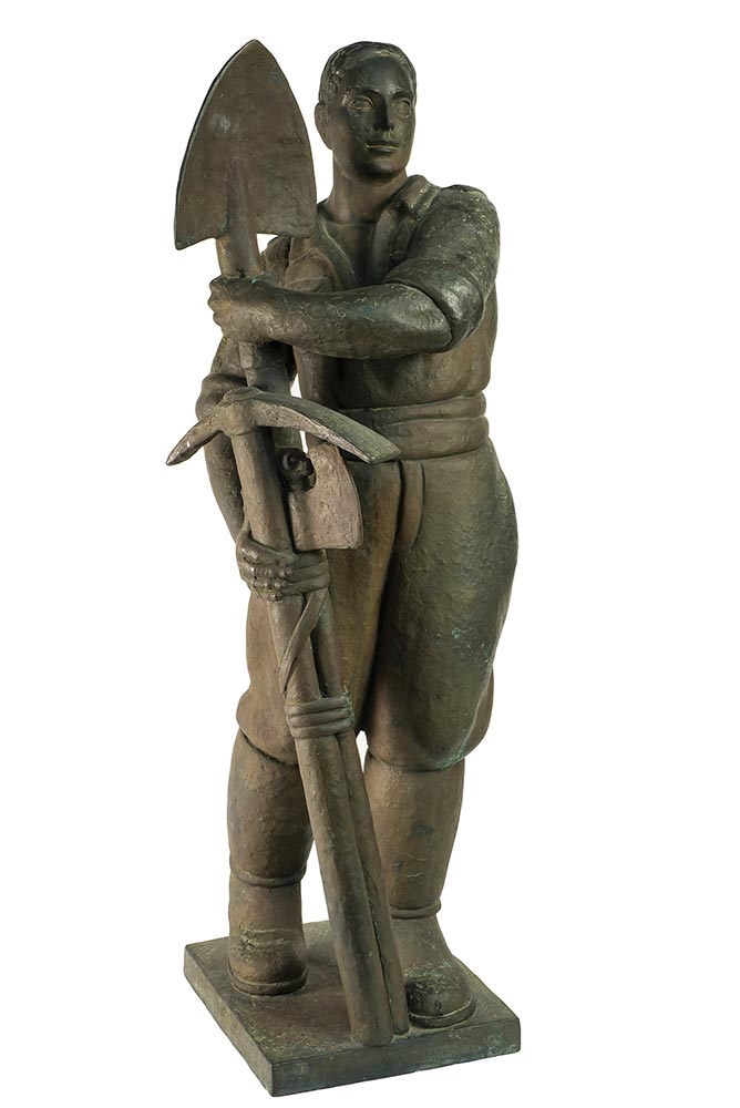 Artwork by Francesco Buonapace, Farmhand with sholvel and pick, Made of Bronze sculpture