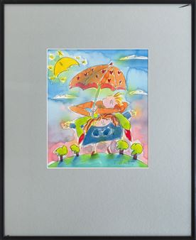 Piggyback ride under an umbrella - T. Scot Halpin