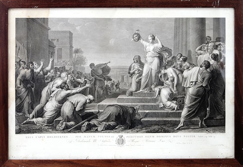 Artwork by Antonio Ricciani, Trionfo di Giuditta con la testa di Oloferne, Made of Etching on paper applied on cardboard