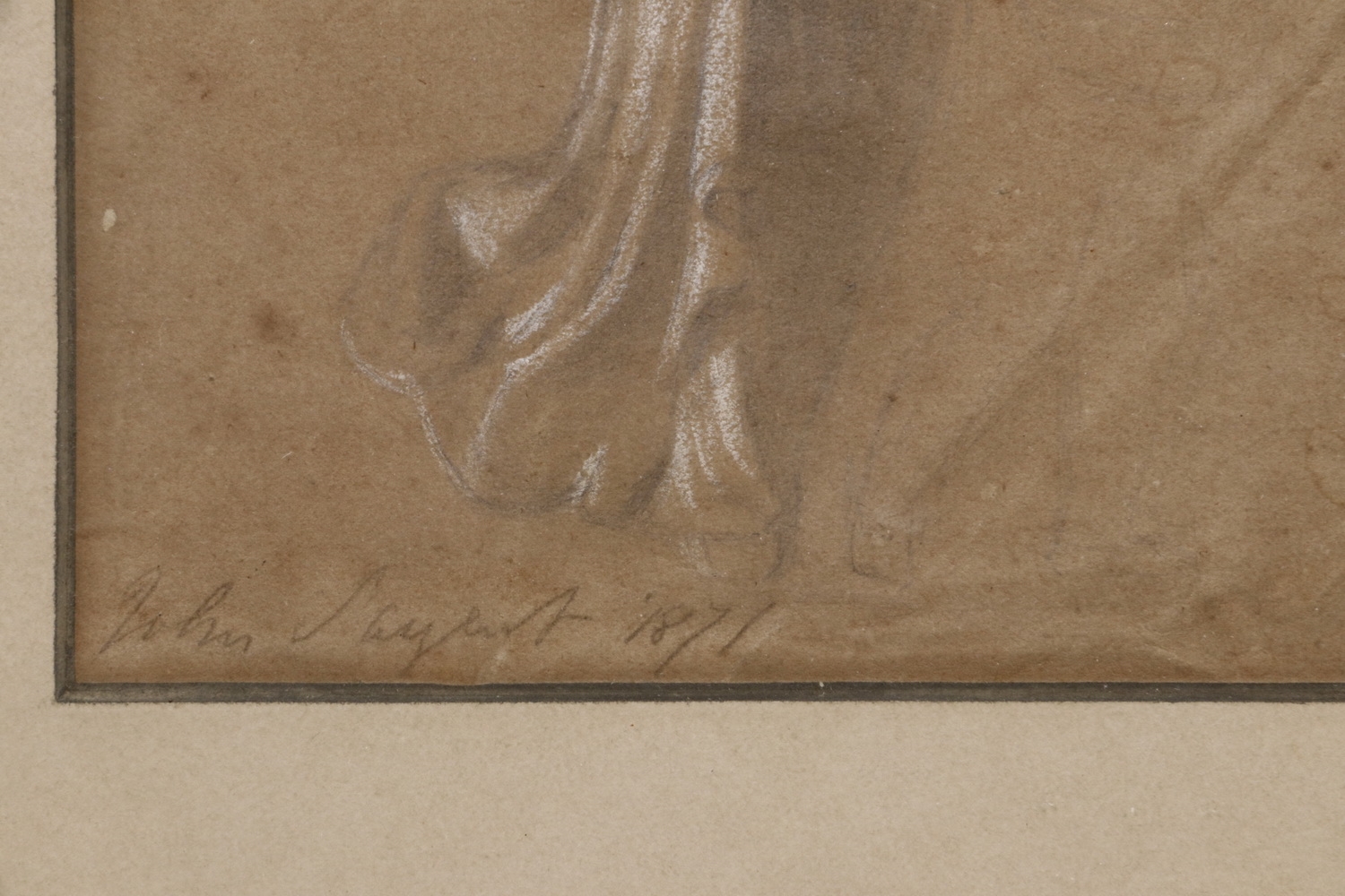 Artwork by John Singer Sargent, Study of a Roman Slave Laundress, Made of graphite and white chalk in chiaroscuro, on oaktag paper