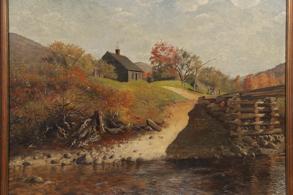 Artwork by John Worthington Mansfield, Upland Colonial Home, Made of oil on canvas