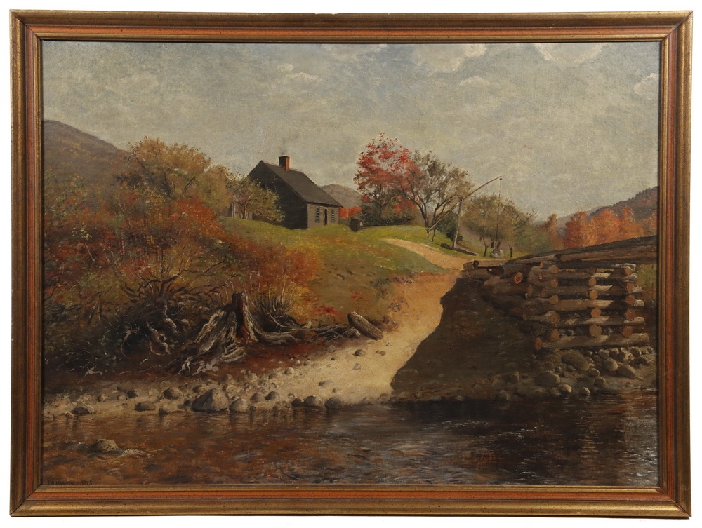 Artwork by John Worthington Mansfield, Upland Colonial Home, Made of oil on canvas