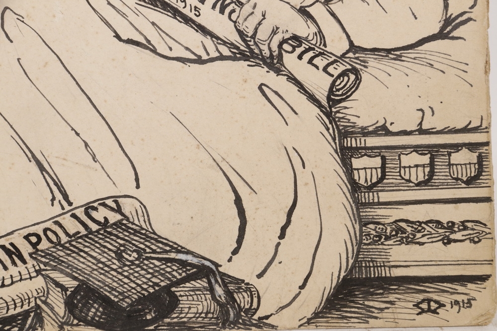 Artwork by John Worthington Mansfield, Two Works: Newspaper Political Cartoons regarding Pancho Villa and the 'Mexican Incursion' by Blackjack Pershing in 1914, Made of India ink on illustration board