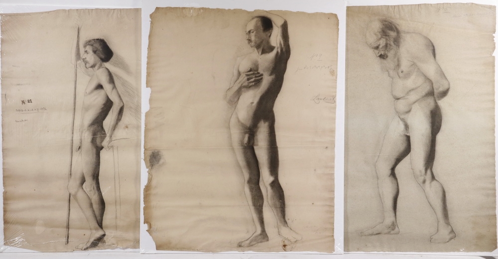Artwork by John Worthington Mansfield, Thirteen Works: Nude Figure Studies, Made of charcoal on paper
