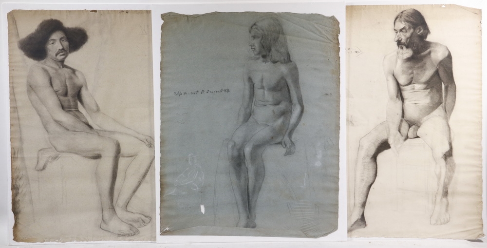 Artwork by John Worthington Mansfield, Thirteen Works: Nude Figure Studies, Made of charcoal on paper