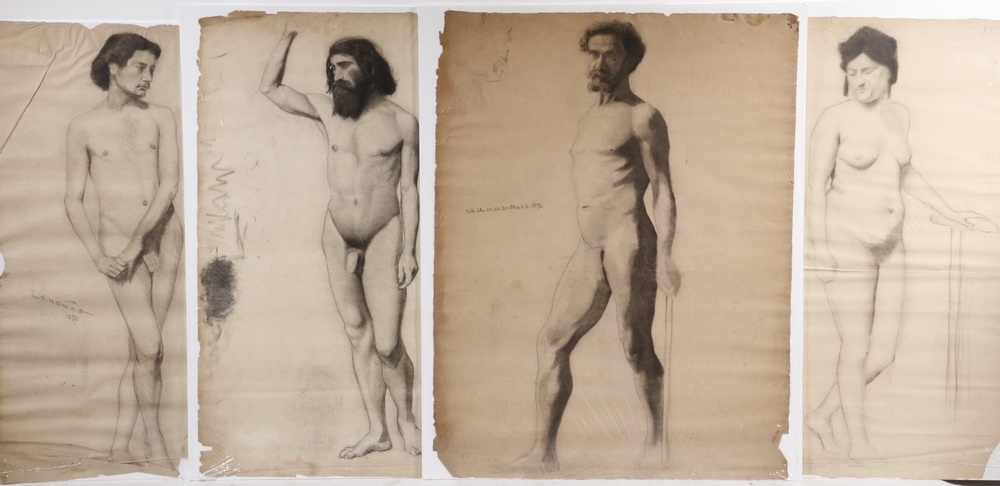 Artwork by John Worthington Mansfield, Thirteen Works: Nude Figure Studies, Made of charcoal on paper