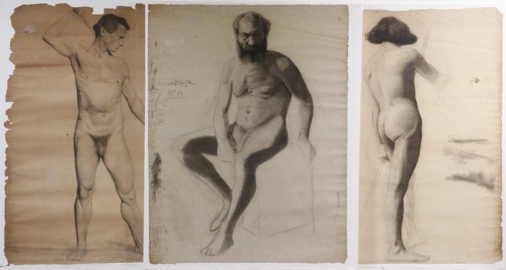 Artwork by John Worthington Mansfield, Thirteen Works: Nude Figure Studies, Made of charcoal on paper