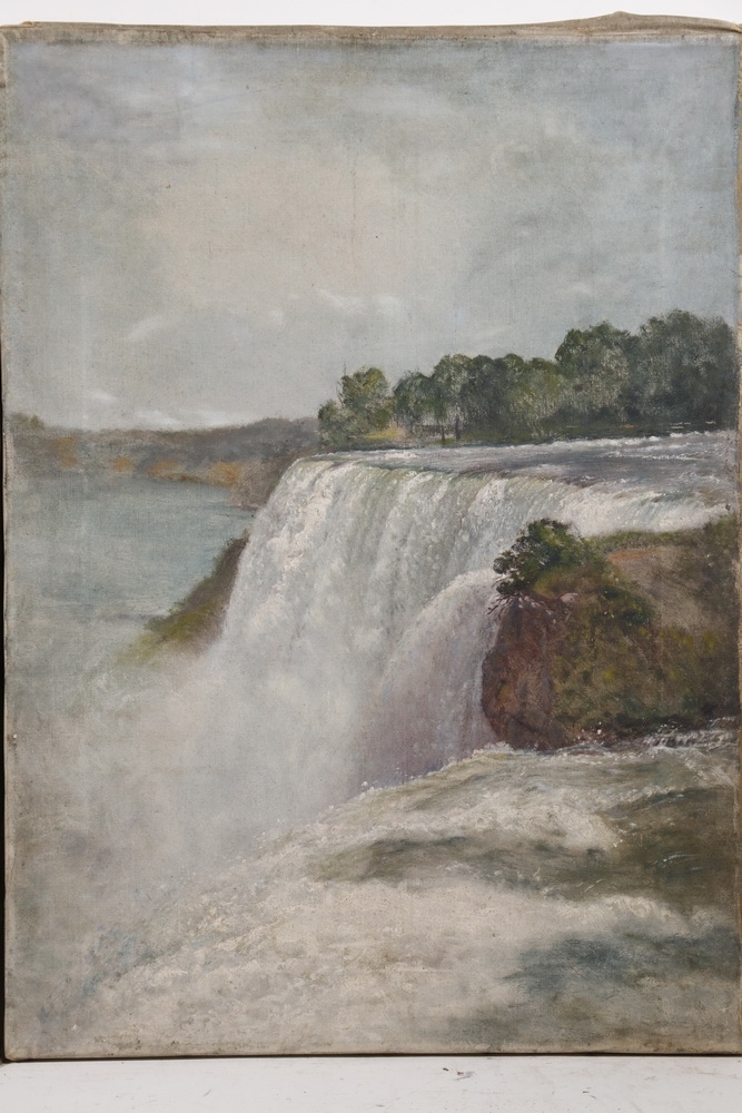 Artwork by John Worthington Mansfield, Two Works: Views of Niagara Falls: "American Falls" and the New Bridge, Made of oil on canvas
