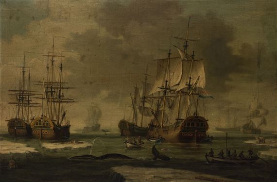 The Greenland Whale Fishery: The Dutch Fluyt De Hoop op de Walvisvangst and Other Ships in the Whaling Grounds by Jochum de Vries, 1770