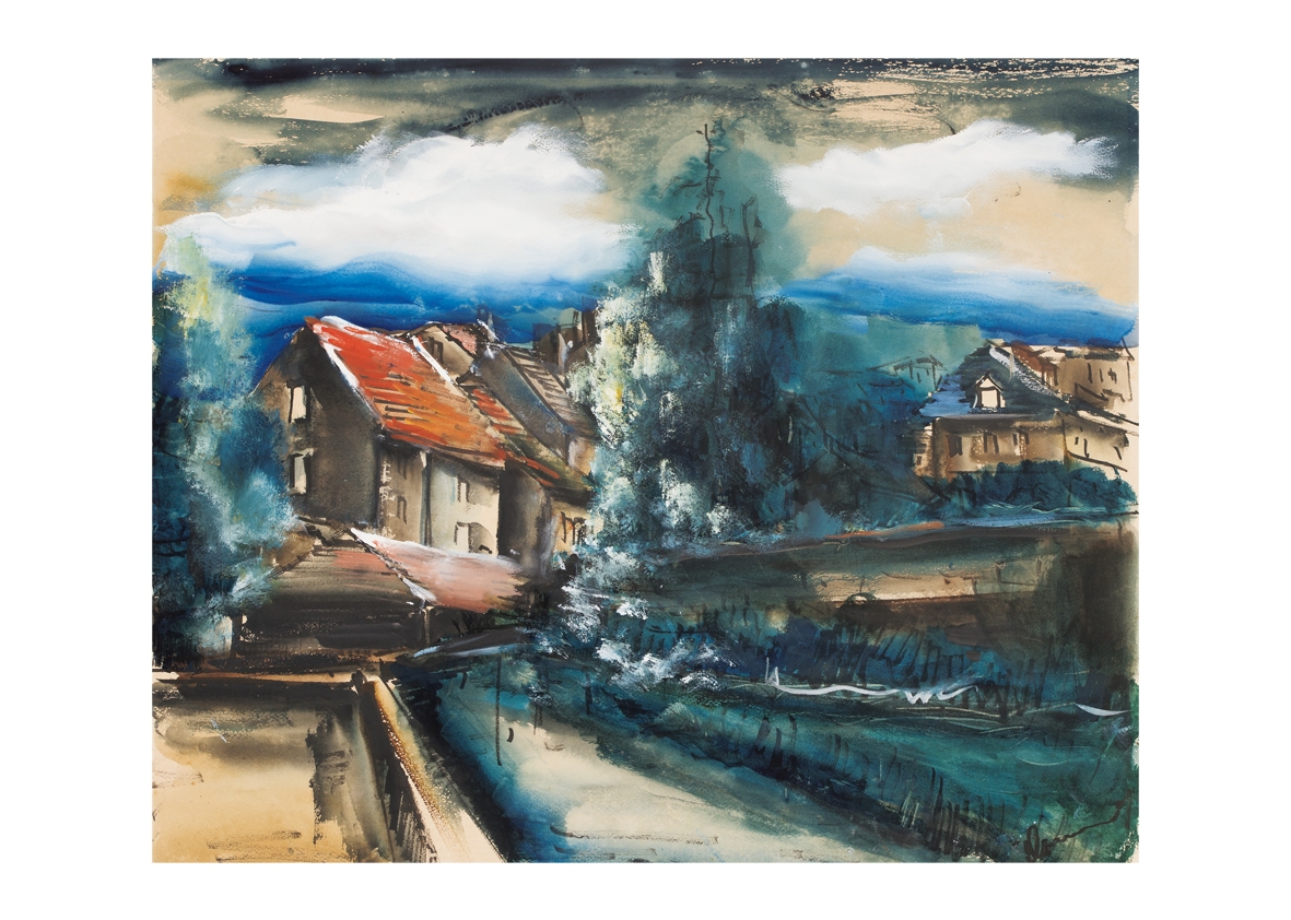 Artwork by Maurice de Vlaminck, VILLAGE, Made of watercolor, gouache, ink on paper