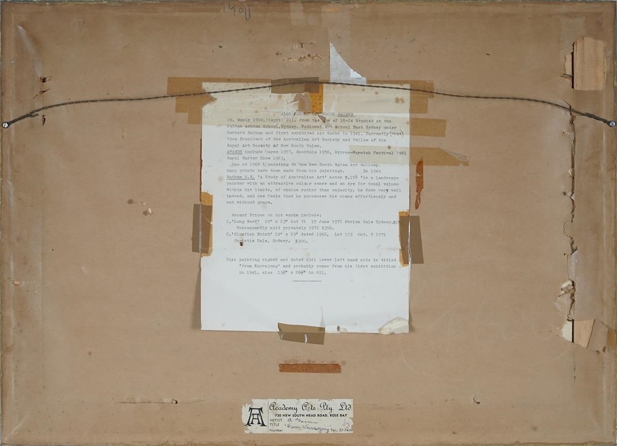 Artwork by Alan Robert Colquhoun Grieve, Valley View from Kurrajong, Made of oil on board