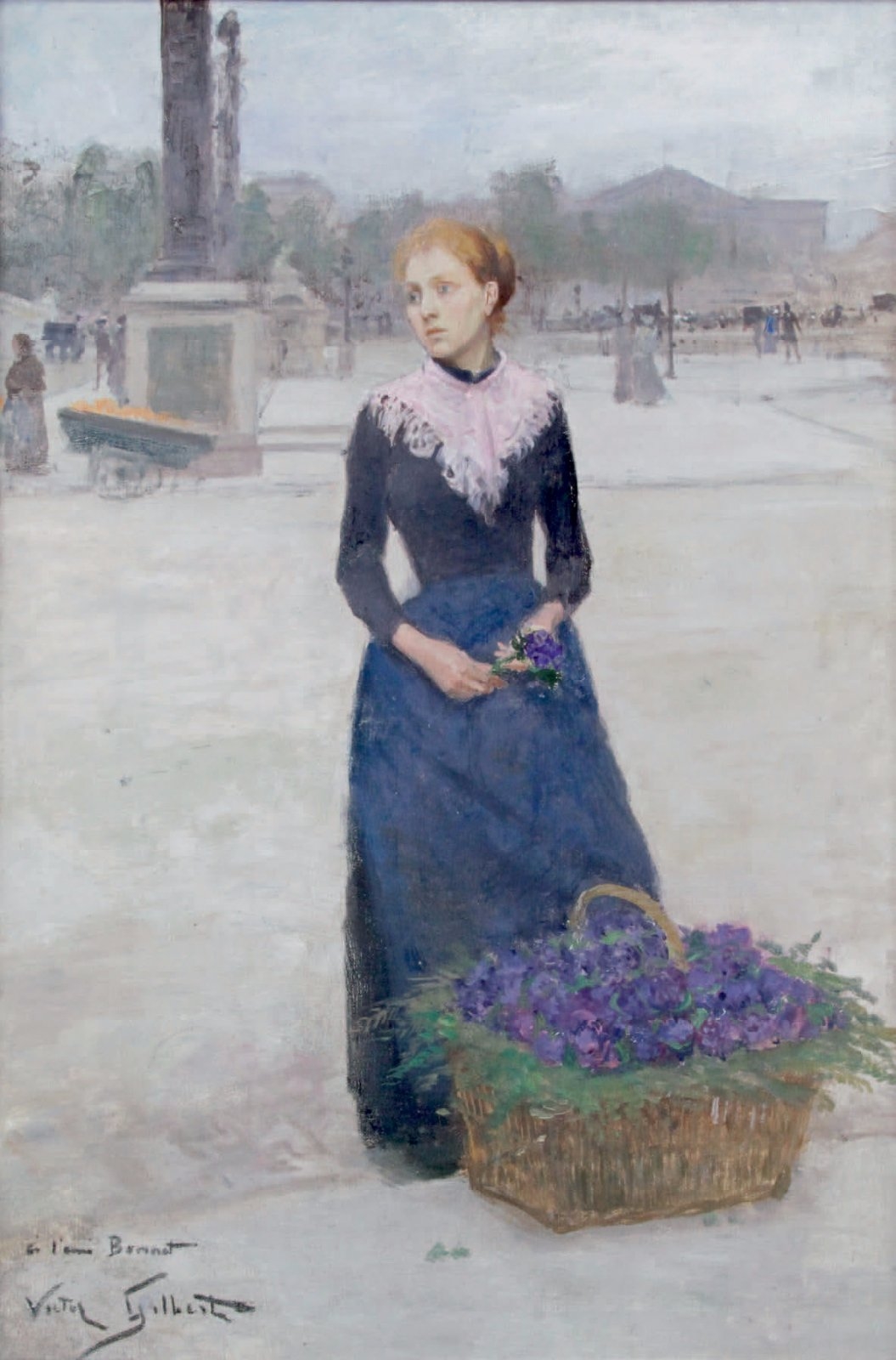 Gilbert PARIS, LA MARCHANDE DE VIOLETTES PLACE DE LA
