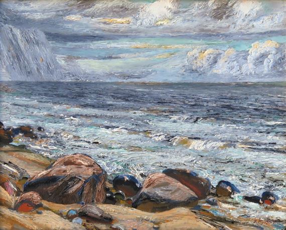 Rain over the sea by Jazeps Pigoznis, 1989