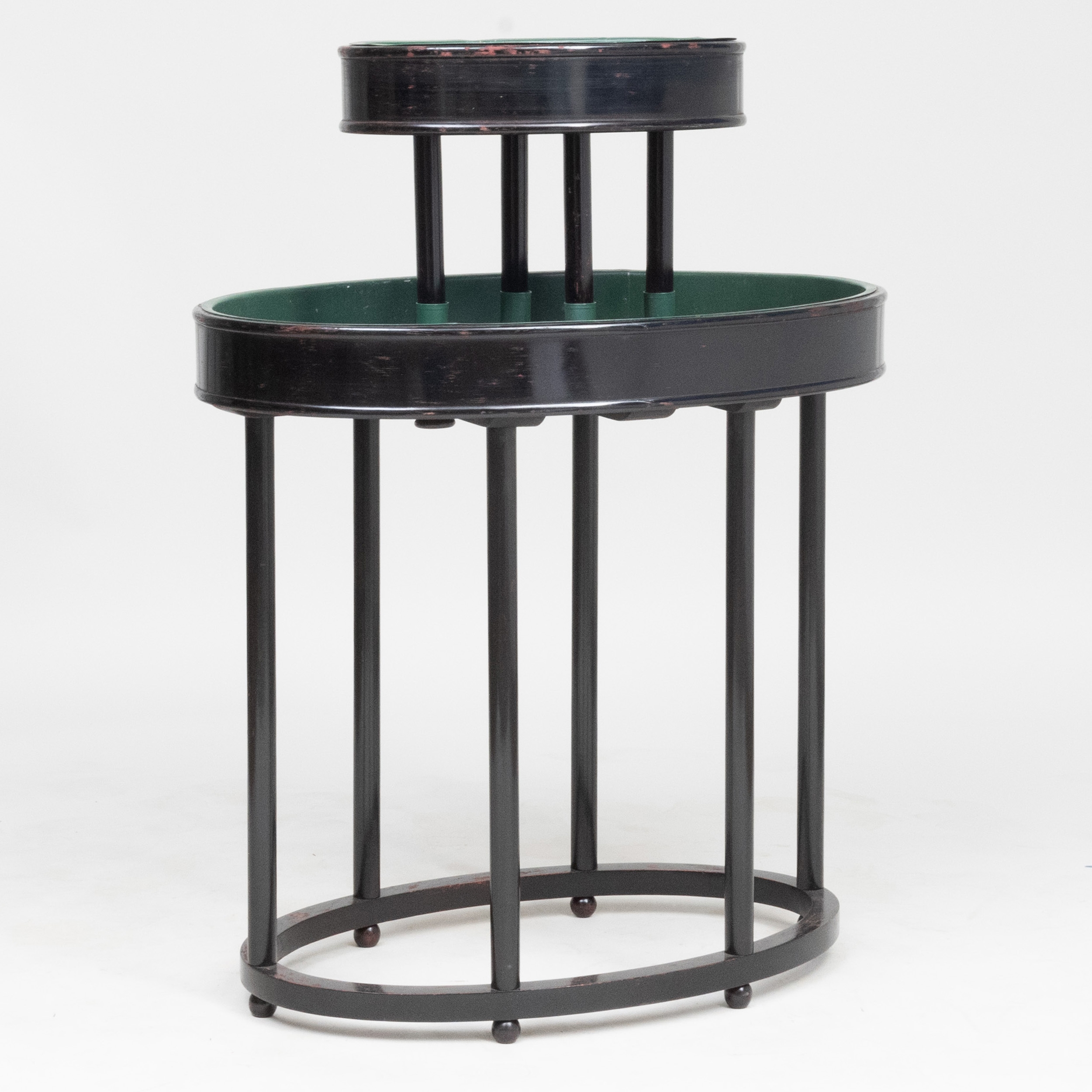 Two-Tiered Wood and Copper Plant Stand by Jacob & Josef Kohn