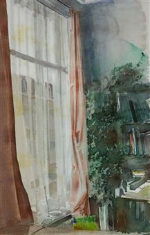 Interieur met boekenkast - Ad Kroese