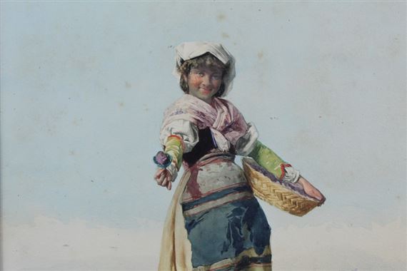 Two works: Peasant in landscape (2) by Domenico de Angelis