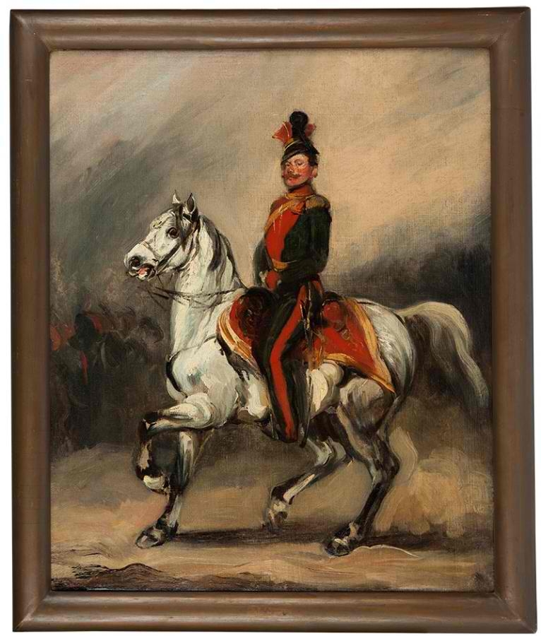 Huzar austriacki na koniu / Eustachy Dunin - Wąsowicz by Piotr Michałowski, 1840