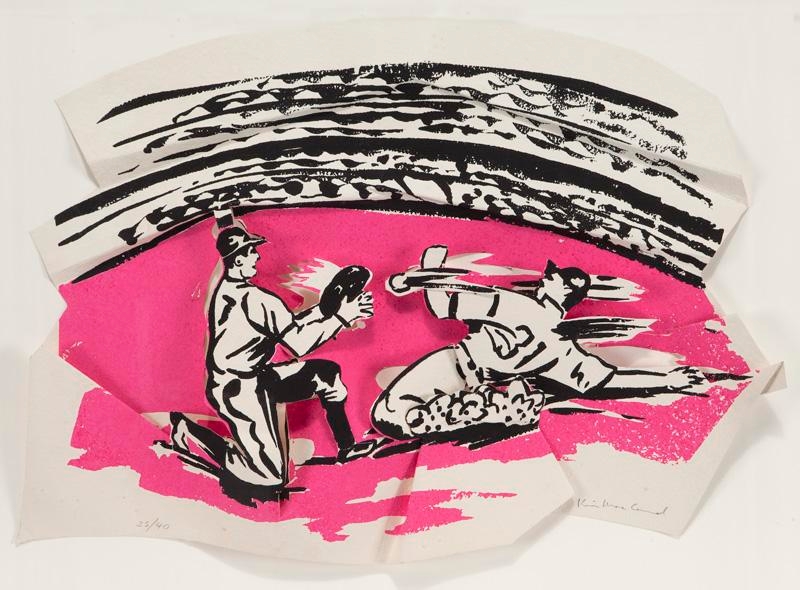 Artwork by Kim MacConnel, Sliding Series, Made of silkscreen, diecut, and folded paper