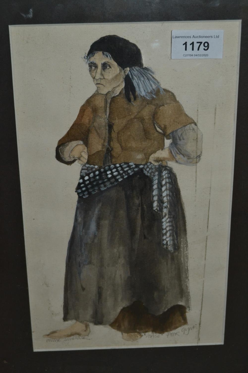 Artwork by Nick Sinclair, Full length study of a peasant woman, Made of watercolour