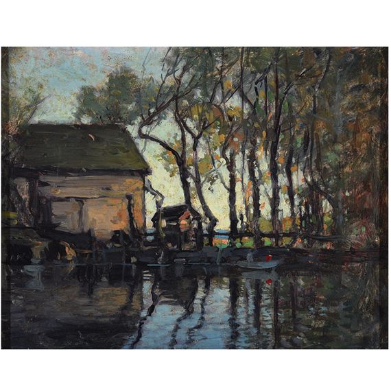 HOUSE ON THE LAKE by Paul Cornoyer