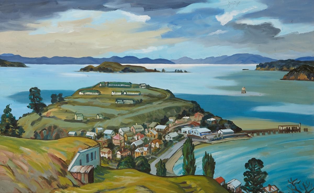 Artwork by Jocelyn Dye, East, from Mt. Victoria, Made of Oil on board