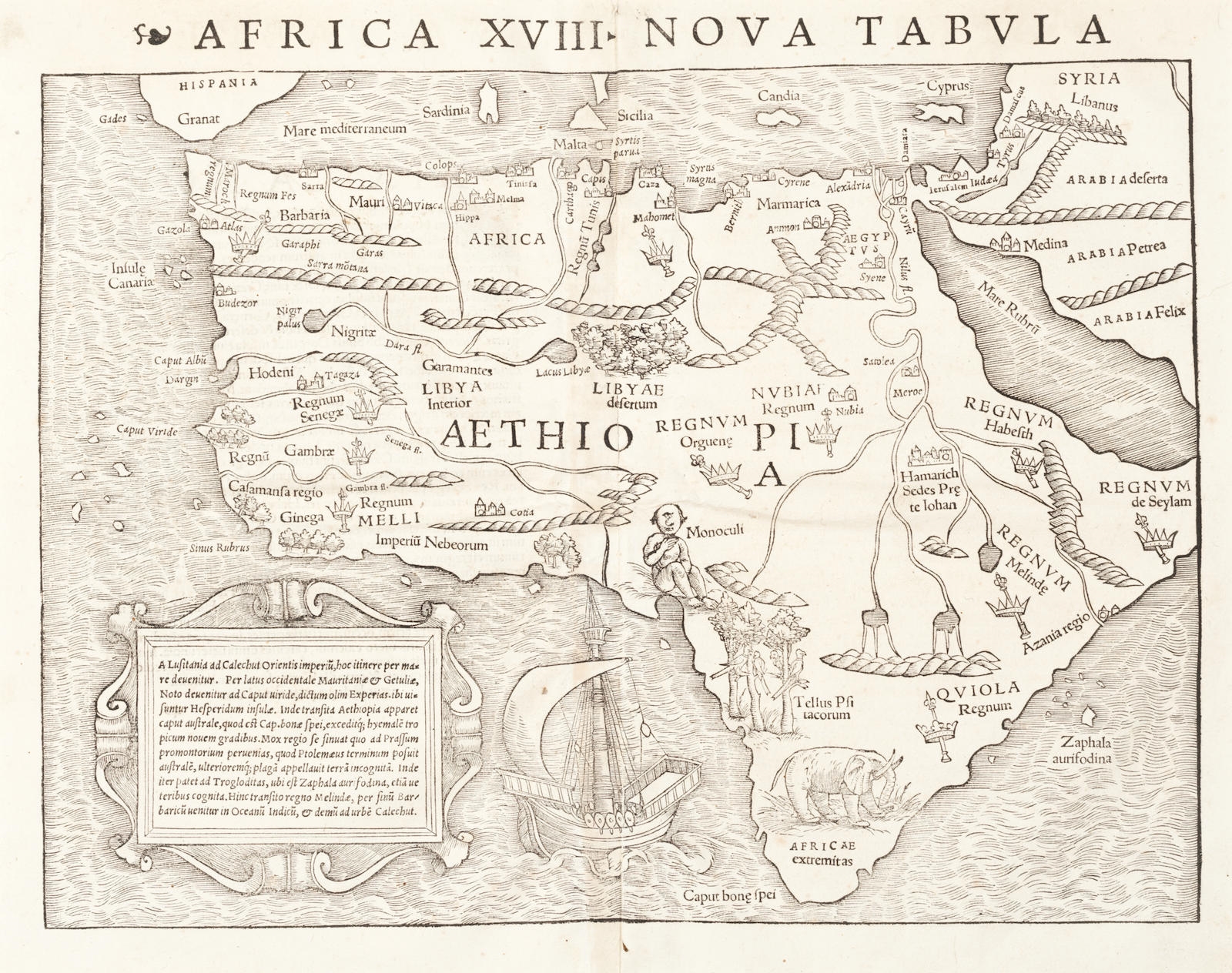 Africa XVIII. Nova tabula by Sebastian Münster, circa1545-1550